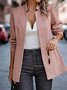 Women Geometric Shawl Collar Tweed Jacket Long Sleeve Casual Split Joint Spring/Fall Daily Jacket Outerwear
