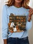 Women Halloween Crew Neck Jersey Long Sleeve Vintage Holiday Spring/Fall T-shirt