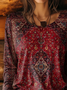 Women Ethnic Crew Neck Jersey Long Sleeve Casual Daily Spring/Fall T-shirt