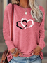 Women's Long Sleeve T-shirt Spring/Fall Pink Heart/Cordate Printing Jersey Crew Neck Daily Going Out Casual Top