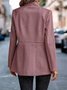 Women Geometric Shawl Collar Tweed Jacket Long Sleeve Casual Split Joint Spring/Fall Daily Jacket Outerwear