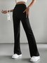 Women Plain Casual Split Joint Pant Daily Spring/Fall Flare Pants