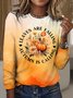 Women Ombre Crew Neck Cotton Long Sleeve Vintage Daily Spring/Fall T-shirt