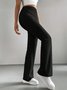 Women Plain Casual Split Joint Pant Daily Spring/Fall Flare Pants