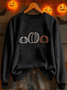 Women's Halloween Pumpkin Print Casual Crew Neck Long Sleeve Sweatshirt