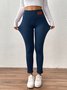Women Plain Cotton Casual Leggings Daily Winter Ankle Banded Pants