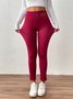 Women Plain Cotton Casual Leggings Daily Winter Ankle Banded Pants