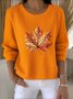 Women Floral Crew Neck Cotton Long Sleeve Vintage Holiday Spring/Fall Sweater