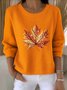 Women Floral Crew Neck Cotton Long Sleeve Vintage Holiday Spring/Fall Sweater