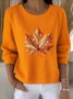 Women Floral Crew Neck Cotton Long Sleeve Vintage Holiday Spring/Fall Sweater