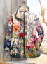 Women Floral Stand Collar Long Sleeve Vintage Printing Winter Daily Padded Jacket Outerwear