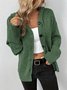 Women Plain Cotton Zip Up Hoodie Long Sleeve Vintage Split Joint Spring/Fall Daily Kimono Outerwear