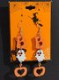 Halloween Themed Wooden Earrings Funny Cartoon Ghost Pumpkin Skull Kitten Long Pendant Party Decoration Earrings