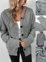 Women Plain Cotton Zip Up Hoodie Long Sleeve Vintage Split Joint Spring/Fall Daily Kimono Outerwear