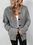 Women Plain Cotton Zip Up Hoodie Long Sleeve Vintage Split Joint Spring/Fall Daily Kimono Outerwear