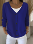Women's Casual V-Neck Button Long Sleeve Cardigan
