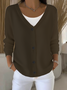 Women's Casual V-Neck Button Long Sleeve Cardigan