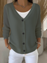 Women's Casual V-Neck Button Long Sleeve Cardigan