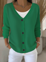 Women's Casual V-Neck Button Long Sleeve Cardigan
