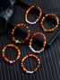 Hot Selling Orange Rice Beads Crystal Metal-plated Polymer Clay Pumpkin Skull Pendant Halloween Beaded Bracelet