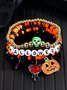 Hot Selling Orange Rice Beads Crystal Metal-plated Polymer Clay Pumpkin Skull Pendant Halloween Beaded Bracelet