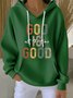 Women Text Letters Hooded Cotton Long Sleeve Vintage Holiday Spring/Fall Hoodie