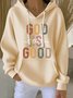 Women Text Letters Hooded Cotton Long Sleeve Vintage Holiday Spring/Fall Hoodie