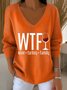Women Festival V Neck Three Quarter Sleeve Vintage Holiday Spring/Fall T-shirt