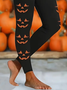 Women Halloween (pumpkin) Jersey Casual Printing Leggings Daily All Season Legging