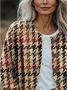 Women Houndstooth Crew Neck Long Sleeve Vintage Daily Spring/Fall Cardigan
