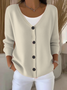 Women's Casual V-Neck Button Long Sleeve Cardigan