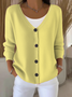 Women's Casual V-Neck Button Long Sleeve Cardigan