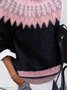 Women Abstract Crew Neck Long Sleeve Casual Daily Spring/Fall Sweater