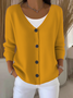 Women's Casual V-Neck Button Long Sleeve Cardigan