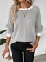 Women Plain Crew Neck Cotton Long Sleeve Casual Daily Spring/Fall T-shirt