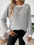 Women Plain Crew Neck Cotton Long Sleeve Casual Daily Spring/Fall T-shirt