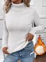 Women Plain Turtleneck Long Sleeve Vintage Daily Spring/Fall T-shirt