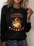 Women Floral Crew Neck Cotton Long Sleeve Vintage Daily Spring/Fall T-shirt