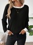 Women Plain Crew Neck Cotton Long Sleeve Casual Daily Spring/Fall T-shirt