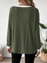 Women Plain Crew Neck Cotton Long Sleeve Casual Daily Spring/Fall T-shirt
