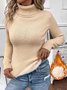 Women Plain Turtleneck Long Sleeve Vintage Daily Spring/Fall T-shirt
