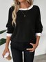 Women Plain Crew Neck Cotton Long Sleeve Casual Daily Spring/Fall T-shirt