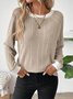 Women Plain Crew Neck Cotton Long Sleeve Casual Daily Spring/Fall T-shirt