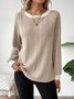 Women Plain Crew Neck Cotton Long Sleeve Casual Daily Spring/Fall T-shirt