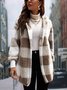 Women Plaid Hooded Zip Up Hoodie Long Sleeve Vintage Split Joint Spring/Fall Daily Jacket Outerwear