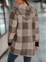 Women Plaid Hooded Zip Up Hoodie Long Sleeve Vintage Split Joint Spring/Fall Daily Jacket Outerwear