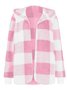 Women Plaid Hooded Zip Up Hoodie Long Sleeve Vintage Split Joint Spring/Fall Daily Jacket Outerwear