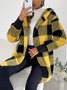 Women Plaid Hooded Zip Up Hoodie Long Sleeve Vintage Split Joint Spring/Fall Daily Jacket Outerwear
