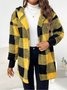 Women Plaid Hooded Zip Up Hoodie Long Sleeve Vintage Split Joint Spring/Fall Daily Jacket Outerwear