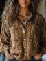 Women Paisley Shawl Collar Long Sleeve Vintage Daily Spring/Fall Shirt